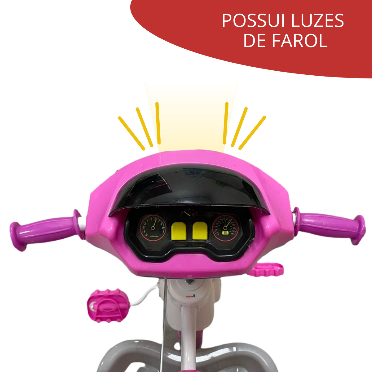 Triciclo Infantil Meninas Gatinha Som Luz 2 Em 1 Com Pedal