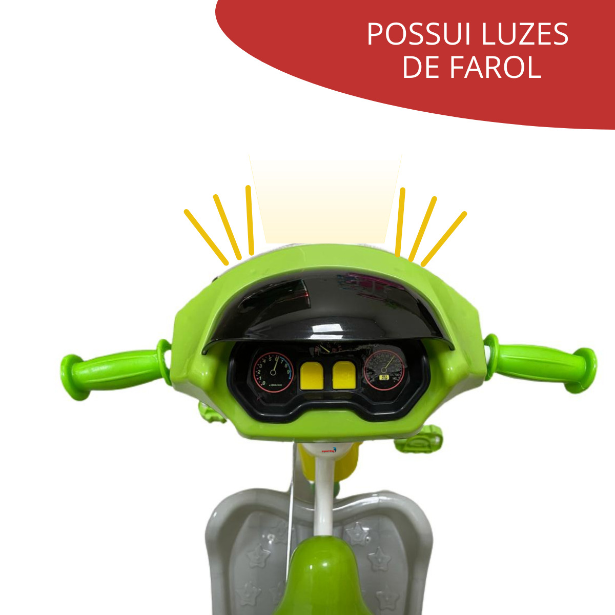 Triciclo Motoca Infantil Passeio Empurrador Pedal Som Verde