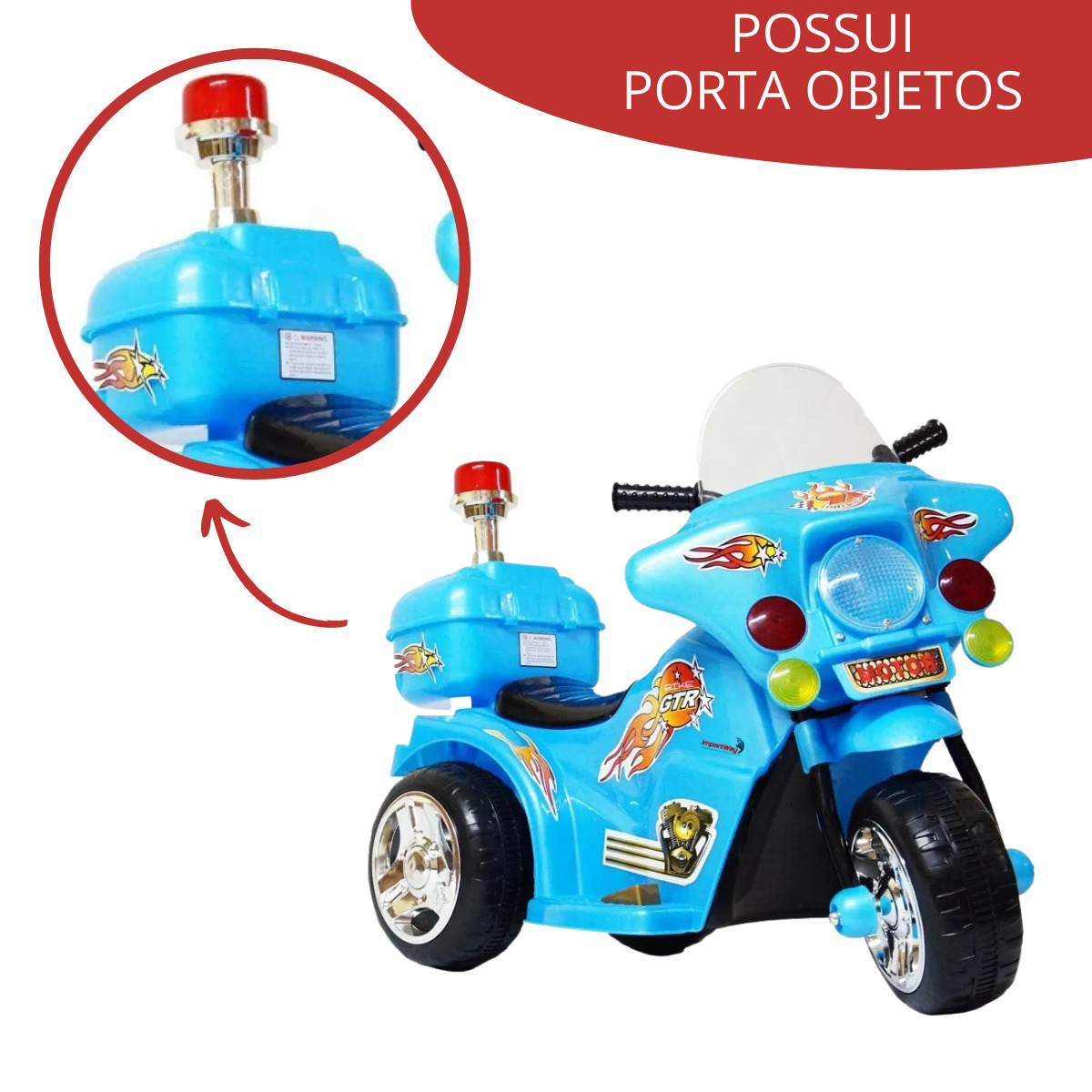 Mini Motinha Infantil Elétrica Para Criança Triciclo Azul