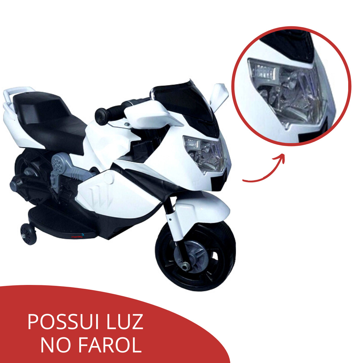 Importway Mini Moto Eletrica Infantil Criança 6v Bateria Luzes e Som  Policia Branca na Americanas Empresas