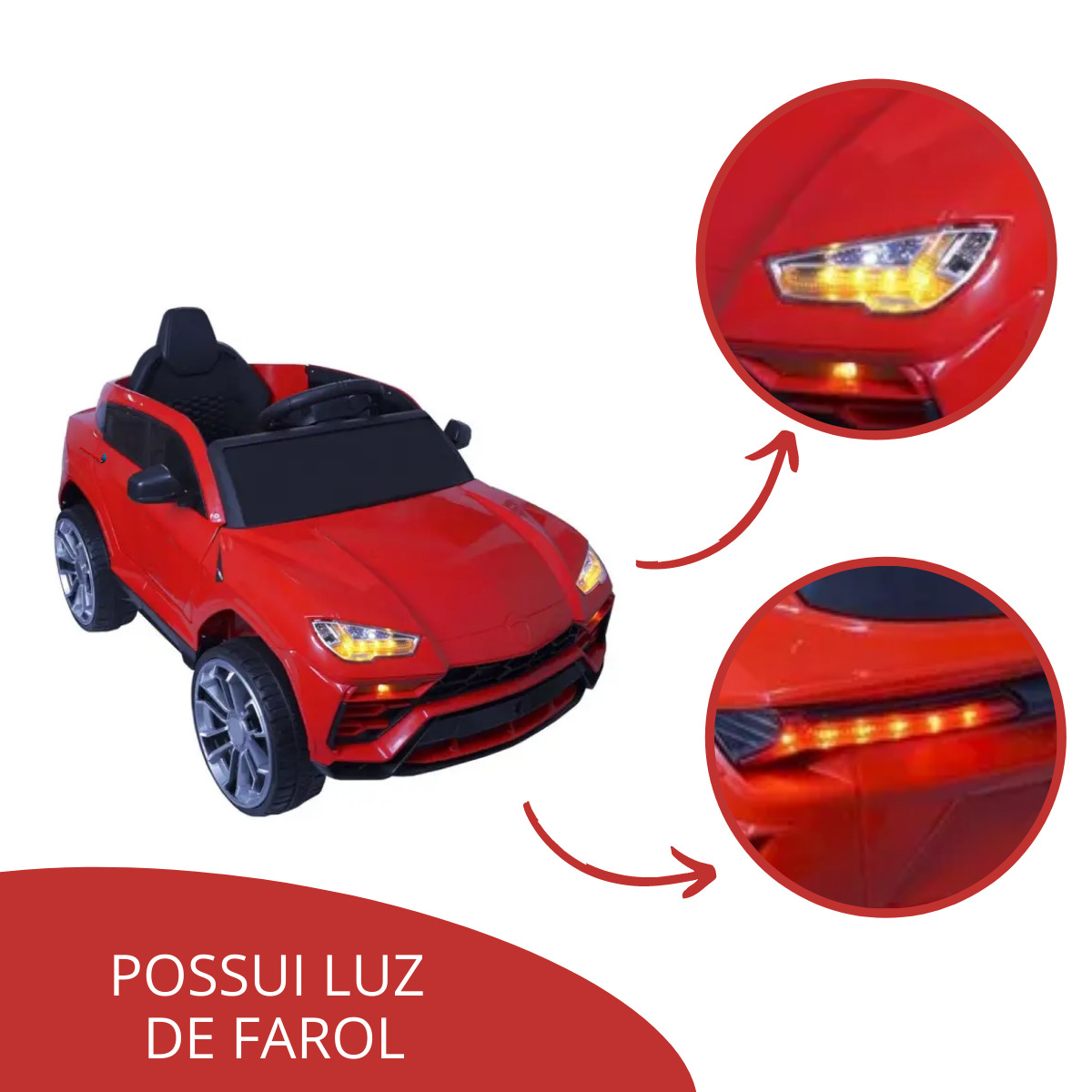 MINI CARRO ELETRICO IMPORTWAY BW097AZ INFANTIL VERMELHO C