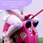 Mala Infantil Carrinho Com Puxador Rodinhas Importway Rosa - 6