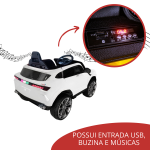 Mini Carro Elétrico Infantil Com Controle Remoto Branco BW029BR - 7