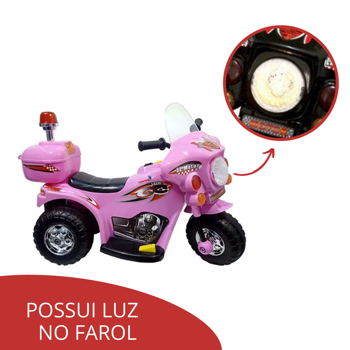 Triciclo Mini Moto Elétrica Infantil Cor Preta Som e Farol com Luz -  Importway