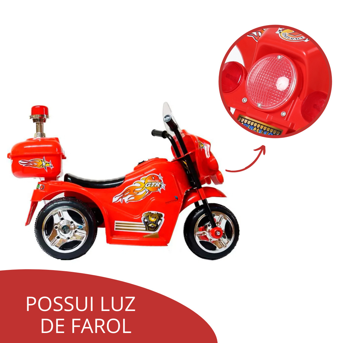 Triciclo Mini Moto Elétrica Infantil Cor Vermelha Som e Farol com Luz -  Importway