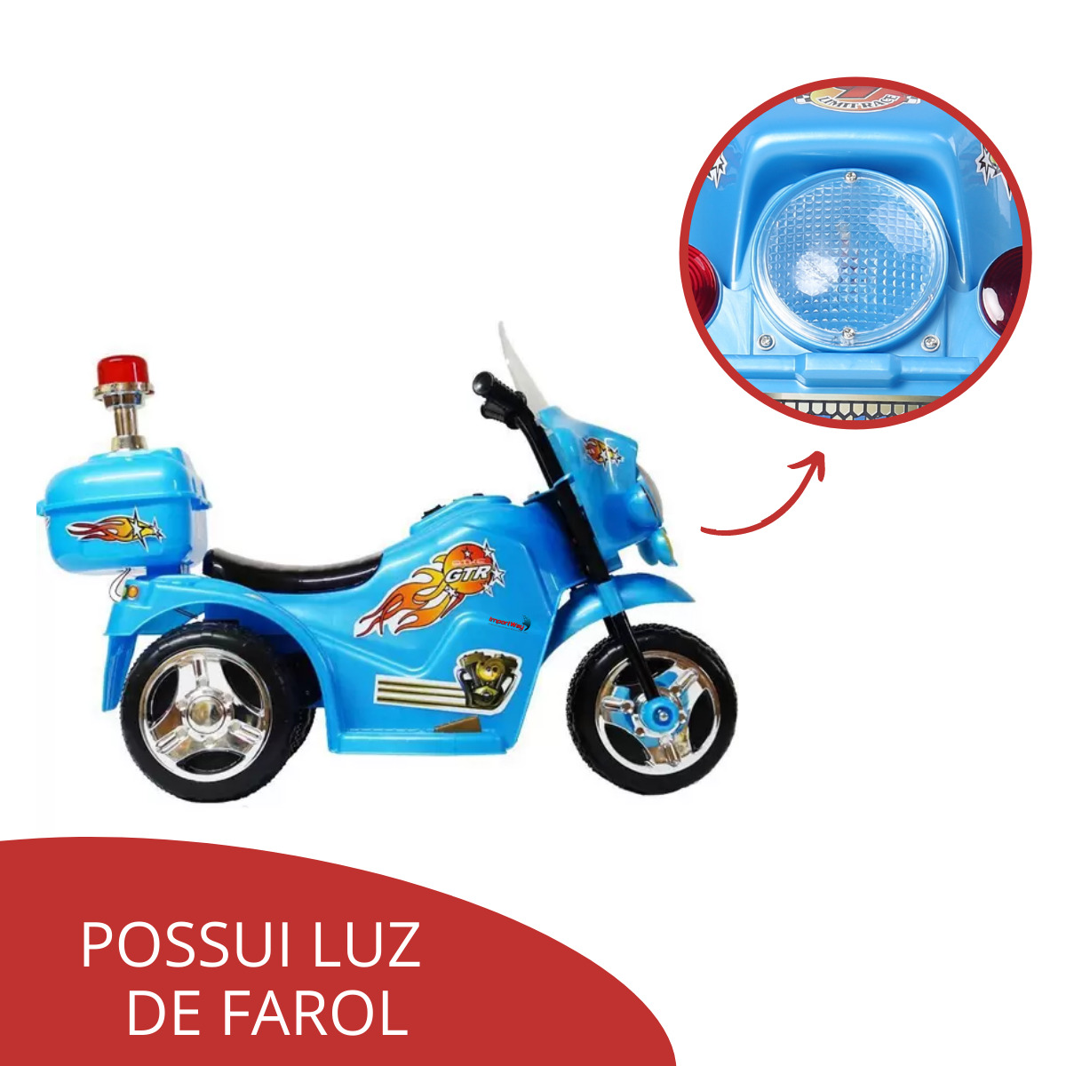 Triciclo Mini Moto Elétrica Infantil Cor Azul Som e Farol com Luz -  Importway