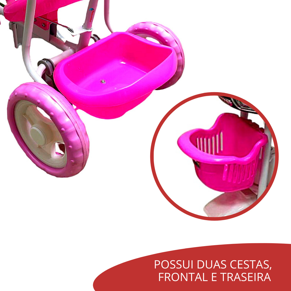 Triciclo Infantil Meninas Gatinha Som Luz 2 Em 1 Com Pedal