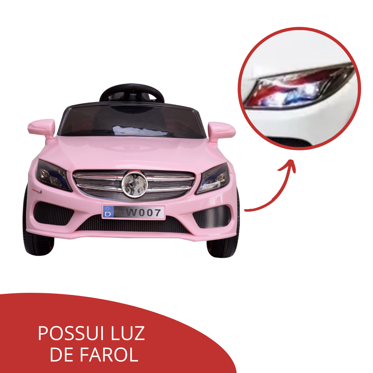 Carro de controle remoto com coleção sensível UV, escala 1:24, rosa e  vermelho brinquedo elétrico