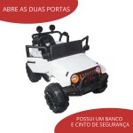 Mini Carro Elétrico Infantil Com Controle Remoto Branco BW028BR - 8