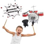 Bateria Infantil Com Banquinho Vermelha BW039VM - 7