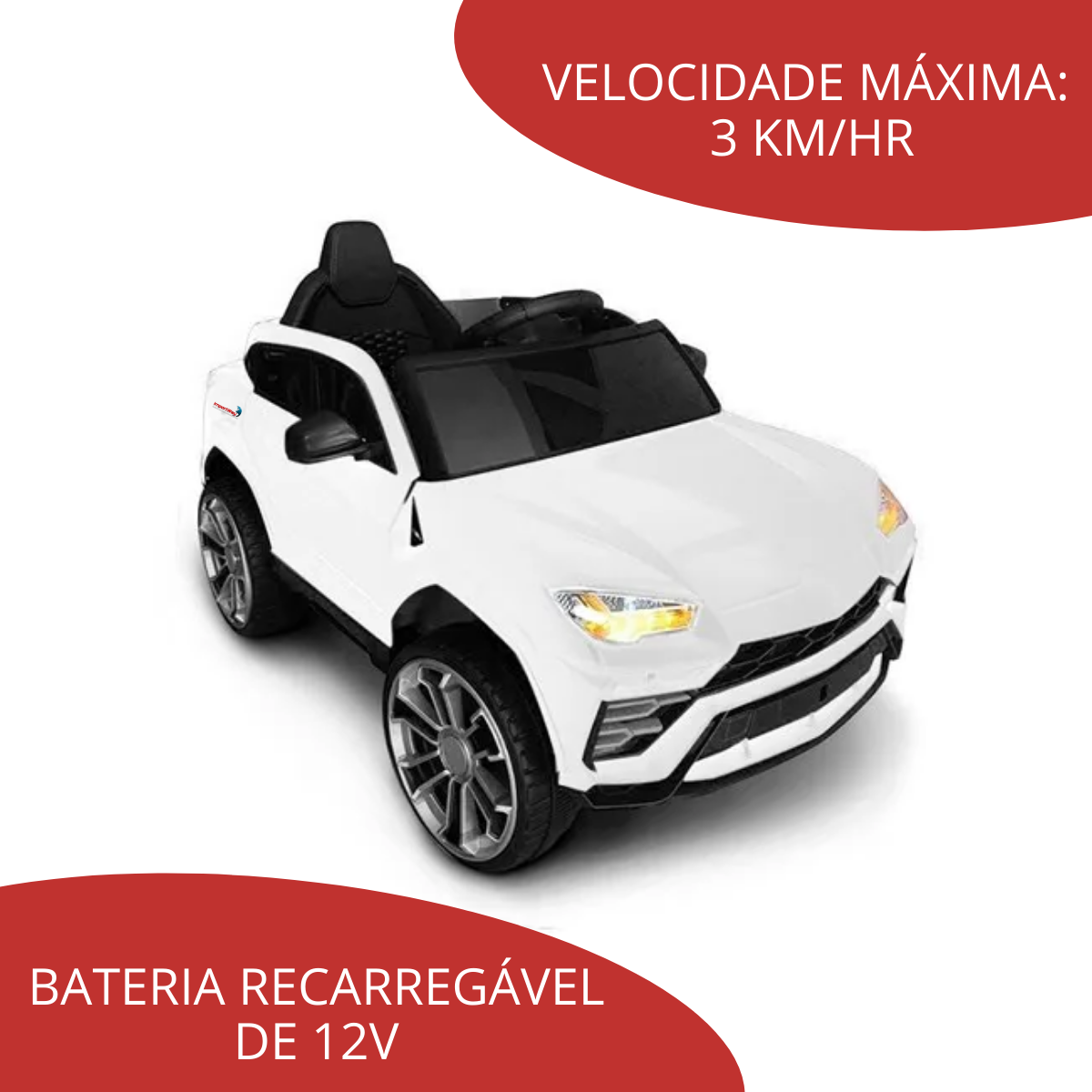 Mini Jipe Elétrico Infantil Criança 12V com Controle Remoto Luz Som Usb Mp3  Carro Importway Branco - BEST SALE SHOP