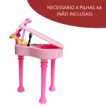 Piano Infantil Com Banquinho Importway Rosa - 9