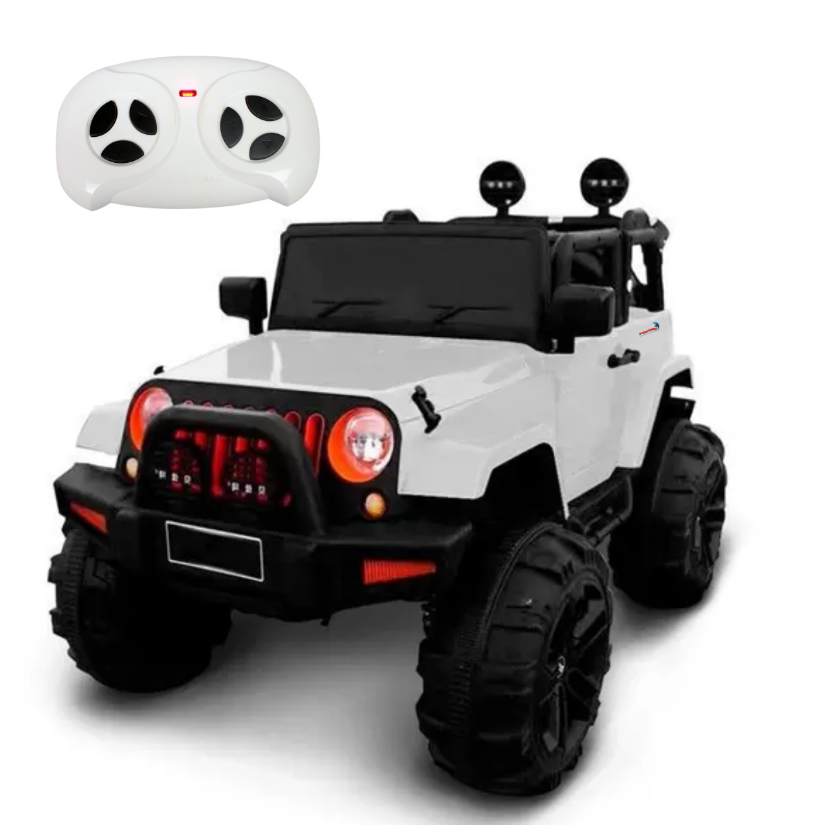 Mini Carro Elétrico Infantil Jipe com Controle Remoto Branco, Importway