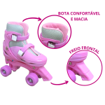 Patins 4 rodas roller bw017 Rosa - 3