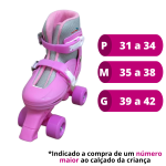 Patins 4 rodas roller bw017 Rosa - 8