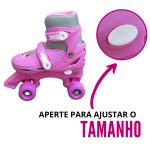 Patins 4 rodas roller bw016 Rosa - 9