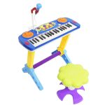 Piano Infantil Com Banquinho E Microfone Azul BW151AZ - 1