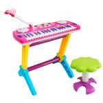 Piano Infantil Com Banquinho E Microfone Rosa BW151RS - 1