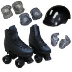 Patins 4 rodas roller clássico com kit de proteção bw021 preto - 1
