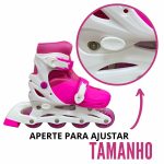 Patins 4 rodas inline com kit de proteção bw019 rosa - 10