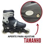 Patins 4 rodas inline com kit de proteção bw019 preto - 10