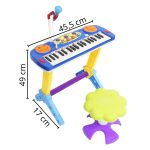 Piano Infantil Com Banquinho E Microfone Azul BW151AZ - 2