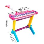 Piano Infantil Com Banquinho E Microfone Rosa BW151RS - 2