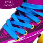 Patins 4 rodas roller clássico com kit de proteção bw021 rosa - 2