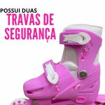 Patins 3 rodas 2 em 1 bw022 rosa - 3