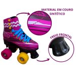 Patins 4 rodas roller clássico bw020 rosa - 3