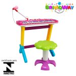 Piano Infantil Com Banquinho E Microfone Rosa BW151RS - 8