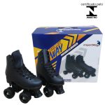 Patins 4 rodas roller clássico com kit de proteção bw021 preto - 4