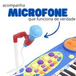 Piano Infantil Com Banquinho E Microfone Azul BW151AZ - 3