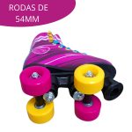 Patins 4 rodas roller clássico com kit de proteção bw021 rosa - 5