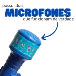 Microfone Infantil Duplo Pedestal Com Luzes Azul BW140AZ - 5