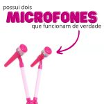 Microfone Infantil Duplo Pedestal Com Luzes Rosa BW140RS - 5