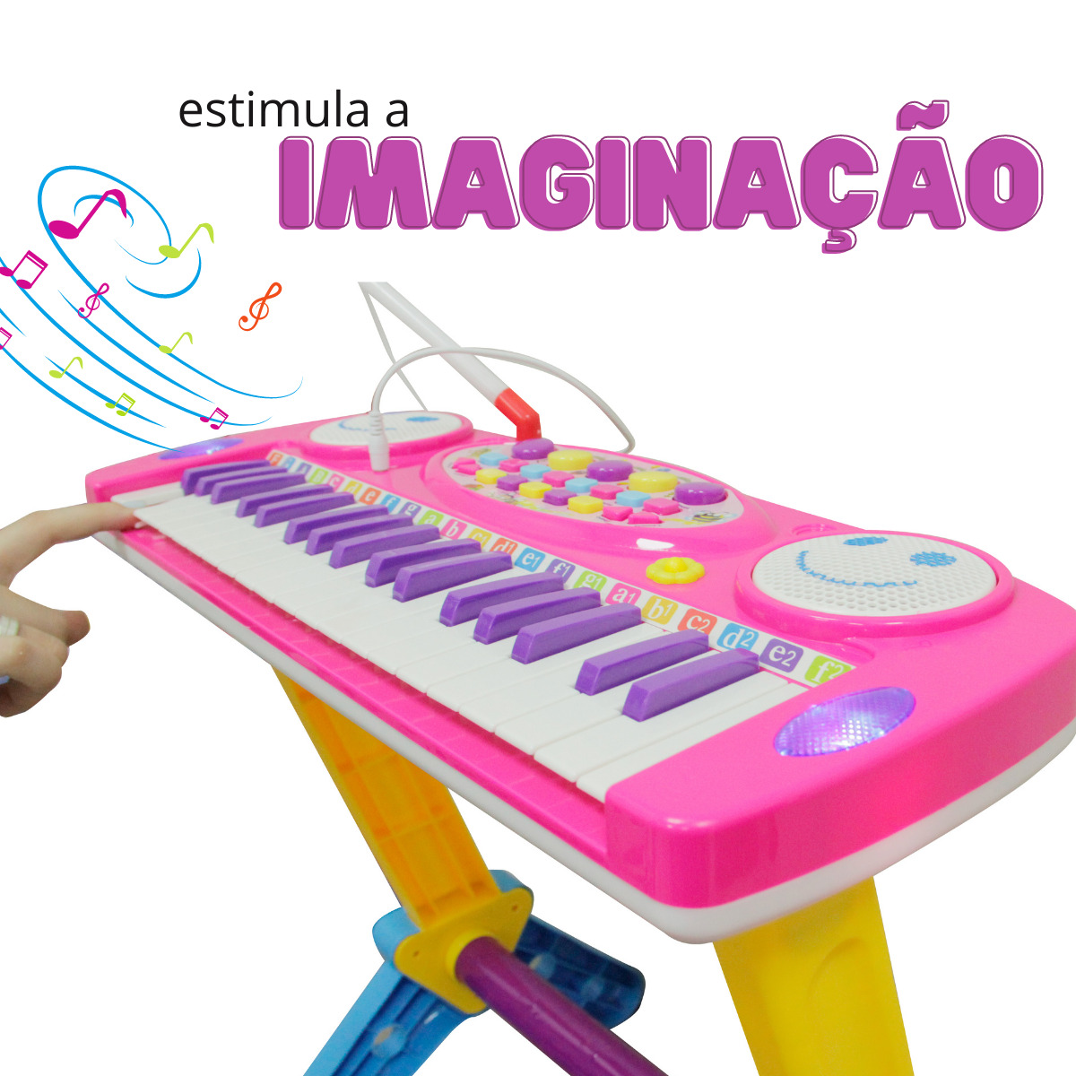 Pianinho Musical Infantil Meninas Com Microfone E Banquinho