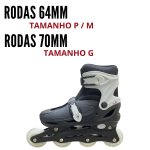 Patins 4 rodas inline com kit de proteção bw019 preto - 6