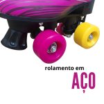 Patins 4 rodas roller clássico com kit de proteção bw021 rosa - 6
