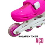 Patins 4 rodas inline com kit de proteção bw019 rosa - 8