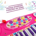 Piano Infantil Com Banquinho E Microfone Rosa BW151RS - 4