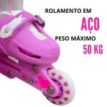 Patins 3 rodas 2 em 1 com kit de proteção bw023 rosa - 8