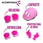 Patins 4 rodas roller clássico com kit de proteção bw021 rosa - 8