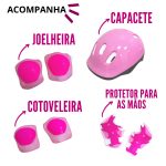 Patins 4 rodas roller clássico com kit de proteção bw021 rosa - 8