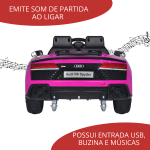 Mini Carro Elétrico 12V Audi R8 Spyder Licenciado Rosa BW123RS - 1