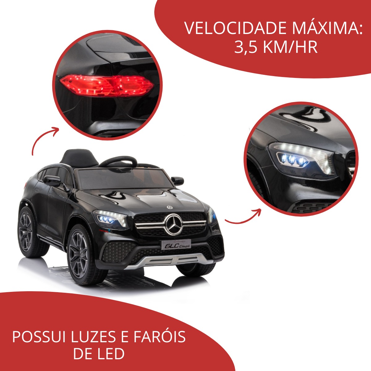 Mini Carro Elétrico Infantil 12V Mercedes Concept Glc Coupé