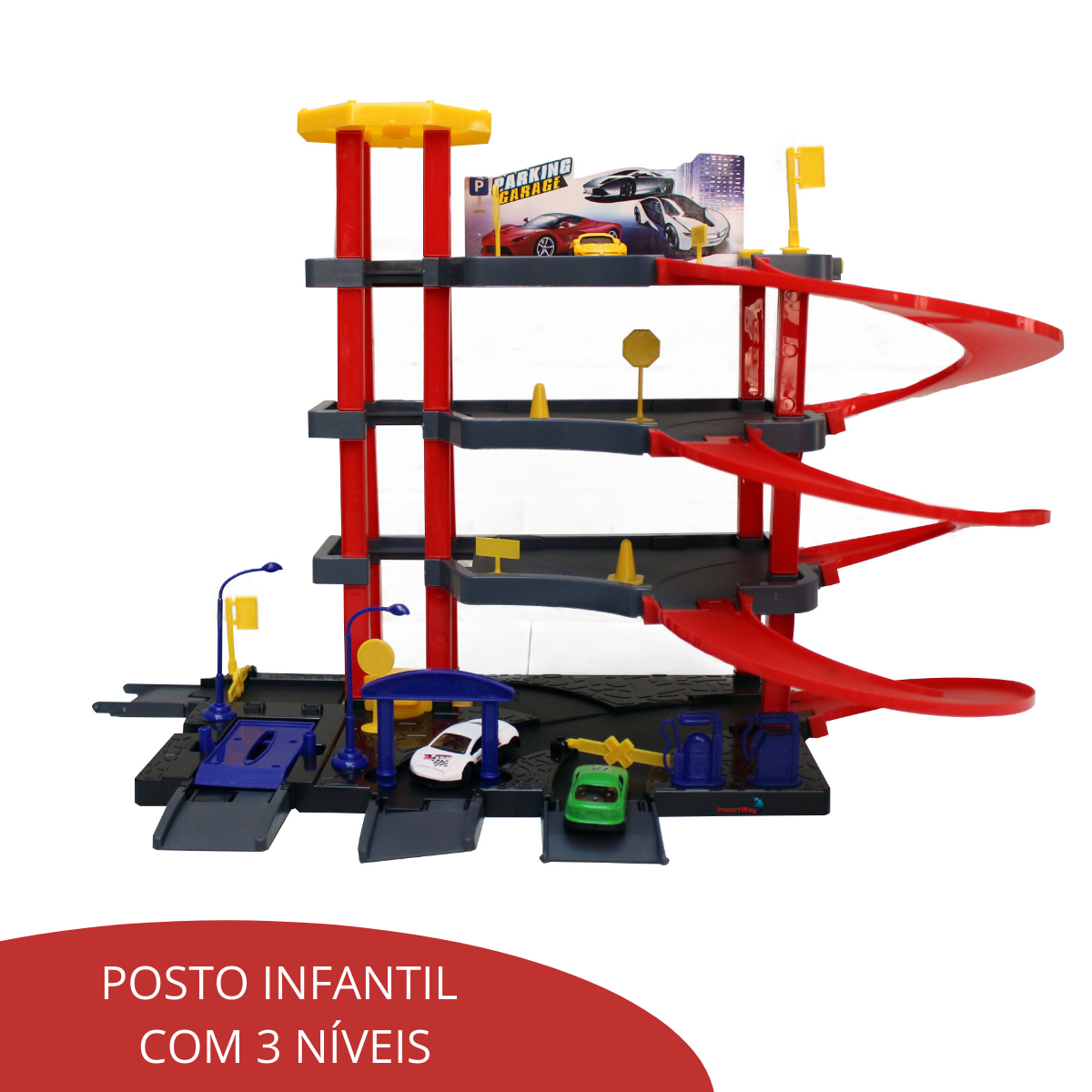 PISTA INFANTIL CARRINHO ESTACIONAMENTO POSTO GASOLINA HOT WHELLS