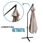 Ombrelone Suspenso Base Lateral 3,0M Branco IWOS300BR - 7