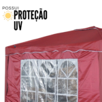 Gazebo Articulado 3,00 X 3,00M Com 2 Paredes Bordô IWGZAP3BO - 3