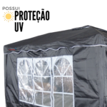 Gazebo Articulado 3,00 X 3,00M Com 2 Paredes Preto IWGZAP3PR - 3